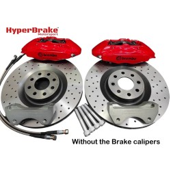 HyperBrake Motorsport τετραπίστονο εμπρόσθιο κιτ φρένων για χωρίς δαγκάνες για Alfa Romeo Mito με Brembo δαγκάνες από Alfa Romeo 159 TBi/Renault Megane RS και μονομπλόκ δίσκους 330x28mm