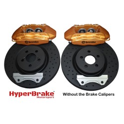 HyperBrake Motorsport τετραπίστονο εμπρόσθιο κιτ φρένων χωρίς δαγκάνες για  Lancia Delta Integrale με Brembo δαγκάνες από Alfa Romeo 159 TBi/Renault Megane RS και μονομπλόκ δίσκους 326x30mm