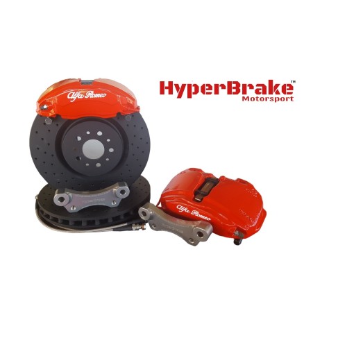 HyperBrake Motorsport τετραπίστονο εμπρόσθιο κιτ φρένων για Alfa Romeo 156 με Ate δαγκάνες και μονομπλόκ δίσκους 330x32mm