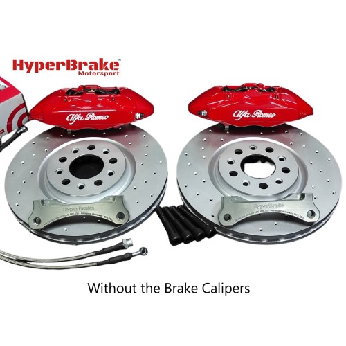 HyperBrake Motorsport εμπρόσθιο κιτ φρένων χωρίς δαγκάνες για Alfa Romeo 159 για Brembo τετραπίστονες δαγκάνες από Alfa Romeo 159 TBi/3.2 / Renault Megane RS και μονομπλόκ δίσκους 330x28mm