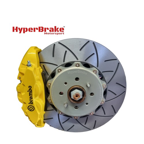 HyperBrake Motorsport Front 4pot Big Brake Kit for Abarth Grande Punto/Punto Evo/Punto  with Brembo calipers and 2-Piece Full Floating Brake Rotors 330x28mm