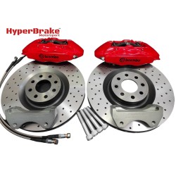 HyperBrake Motorsport τετραπίστονο εμπρόσθιο κιτ φρένων για Alfa Romeo Mito με Brembo δαγκάνες  και μονομπλόκ δίσκους 330x28mm