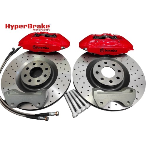 HyperBrake Motorsport τετραπίστονο εμπρόσθιο κιτ φρένων για  Abarth Grande Punto/Punto Evo/Punto με Brembo δαγκάνες  και μονομπλόκ δίσκους 330x28mm