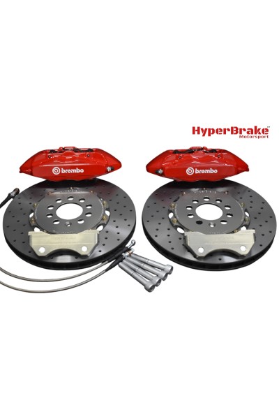 HyperBrake Motorsport τετραπίστονο εμπρόσθιο κιτ φρένων για Audi TT QUATTRO MK1 (8N) με Brembo δαγκάνες και διαιρούμενους πλευστούς δίσκους 330x28mm