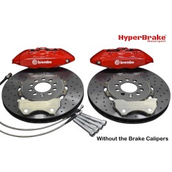 HyperBrake Motorsport τετραπίστονο εμπρόσθιο κιτ φρένων για Audi A3 8L με Brembo δαγκάνες από Alfa Romeo 159 TBi/Renault Megane RS και διαιρούμενους πλευστούς δίσκους 330x28mm