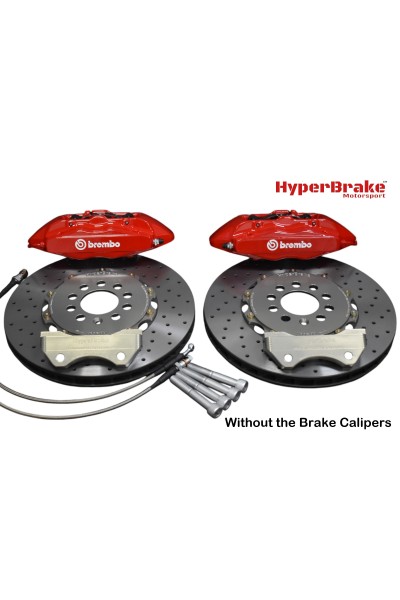 HyperBrake Motorsport τετραπίστονο εμπρόσθιο κιτ φρένων για Audi TT QUATTRO MK1 (8N) με Brembo δαγκάνες από Alfa Romeo 159 TBi/Renault Megane RS και διαιρούμενους πλευστούς δίσκους 330x28mm